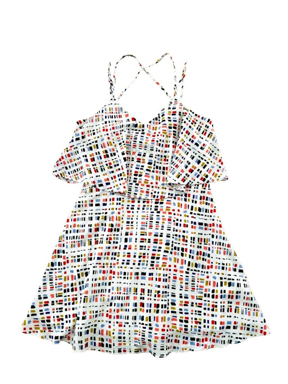 CeCe by Cynthia Steffe Layered Square Print Dress ( 2 )